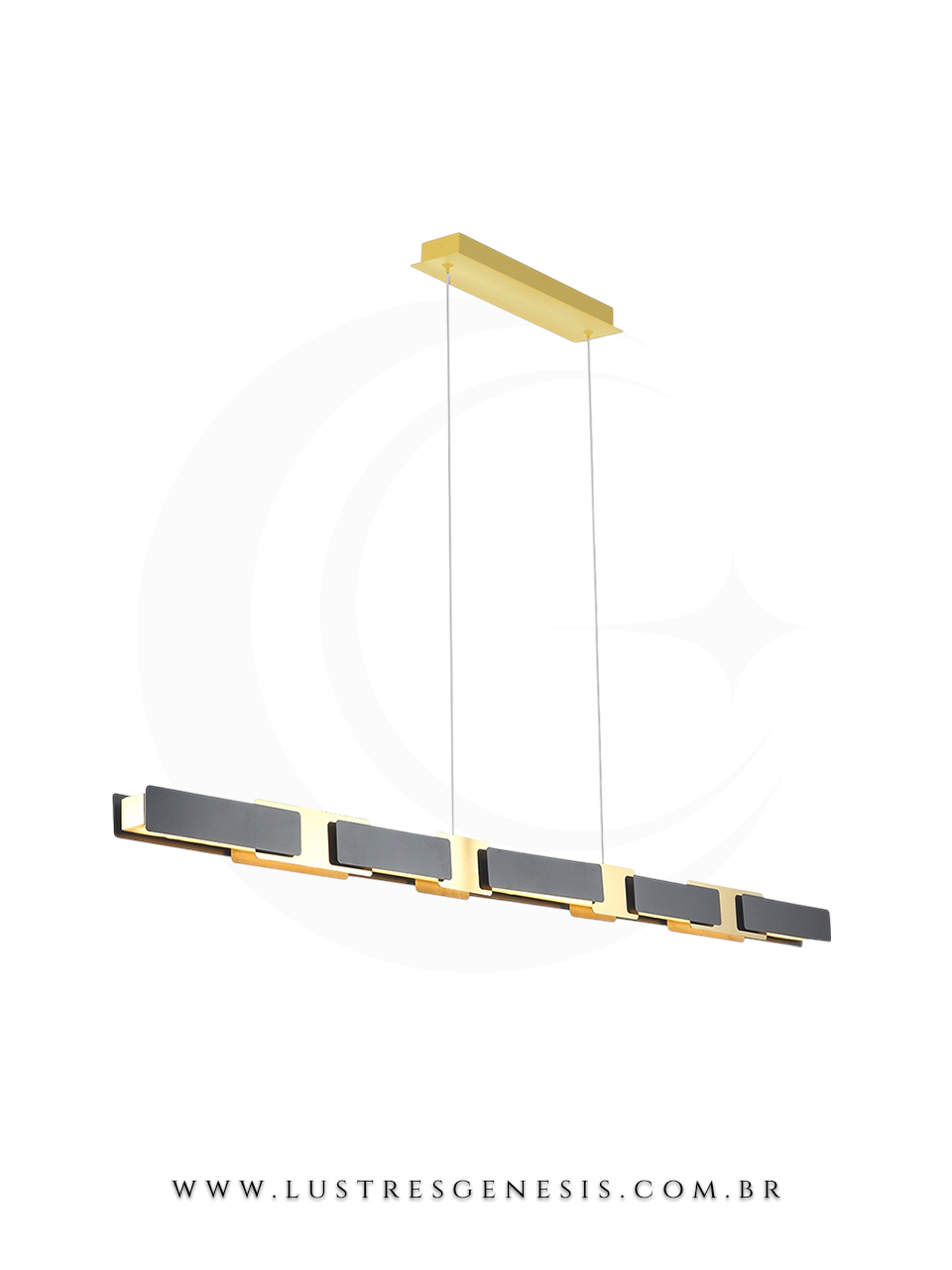 Lustre Moderno de LED Quadrados Sogno Preto para Sala de Jantar, Quartos, Sala de Estar, Escritórios e Apartamentos